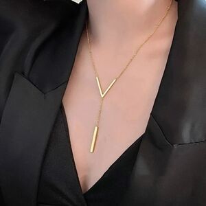 V Shape Charm Bar Tassel Chain